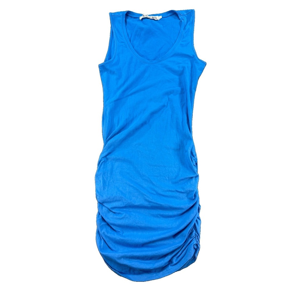 Michael Stars Scoop Neck Tank Midi Dress Cobalt Blue Ruched Bodycon Size Small